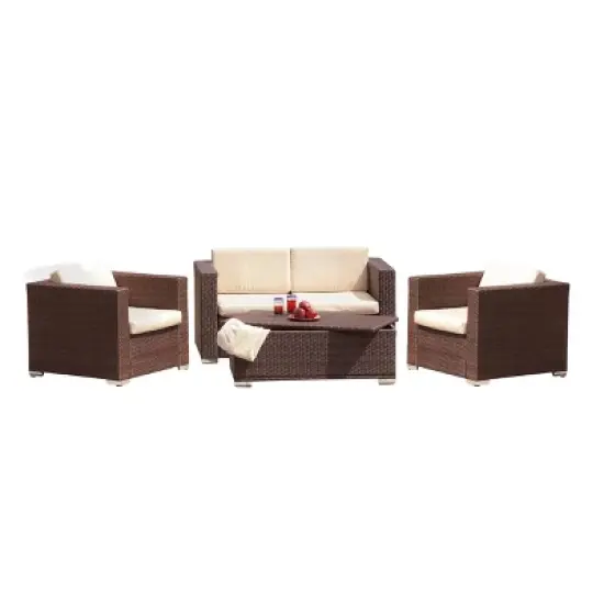 Murano 4pc Wicker Patio Sofa Set - Brown - Christopher Knight Home image {1}