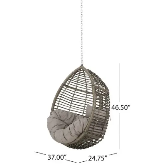FIONECA Hanging Chair with 8ft Chain, Indoor & Outdoor Rattan Swing Chair with Cushion, Patio, Balcony, Porch Seating image {5}