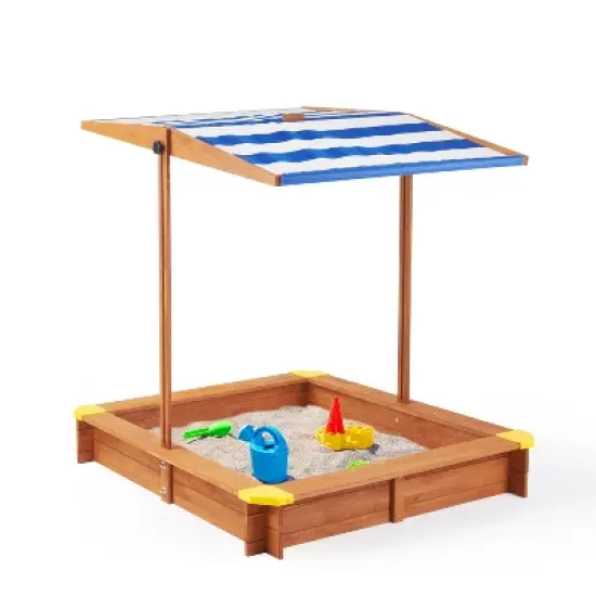 Dexmalle 46" Wooden Sand Box w/Adjustable Canopy image {2}