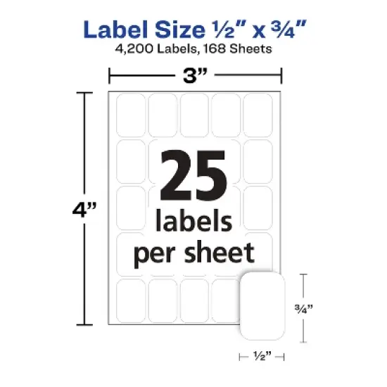 Avery Multi-Use Removable Labels, 1/2" x 3/4", White, Non-Printable, 8 Packs, 4,200 Blank Labels Total (21934) image {3}