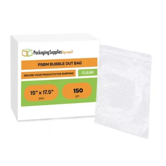 PSBM 150 Pieces, Clear 15" x 17.5" Bubble Out Bags Protective Wrap Pouches, Self Seal image {1}