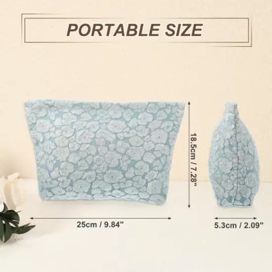 Unique Bargains Canvas Portable Bubble Cloud Zipper Makeup Bag 1 Pc image {4}