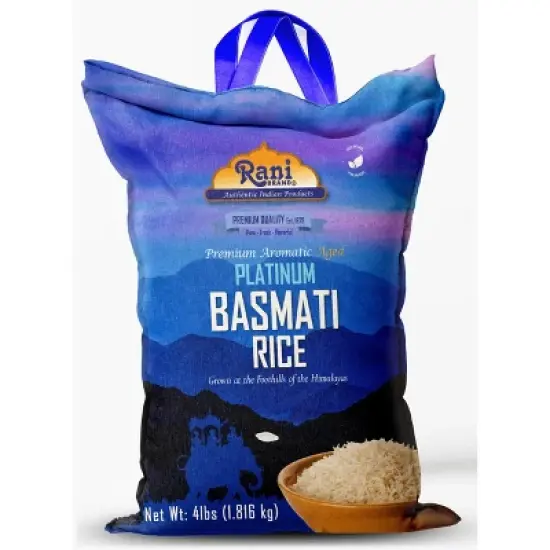 Platinum White Basmati Rice Extra Long  - 64oz (4lbs) Cloth Bag - Rani Brand Authentic Indian Products image {8}