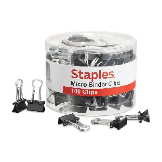 Staples Micro Metal Binder Clips Black 1/2" Size with 1/8" Capacity 15340 image {5}