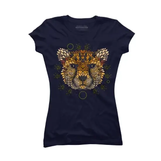 Junior's Design By Humans Cheetah Face By LetterQ T-Shirt image {4}