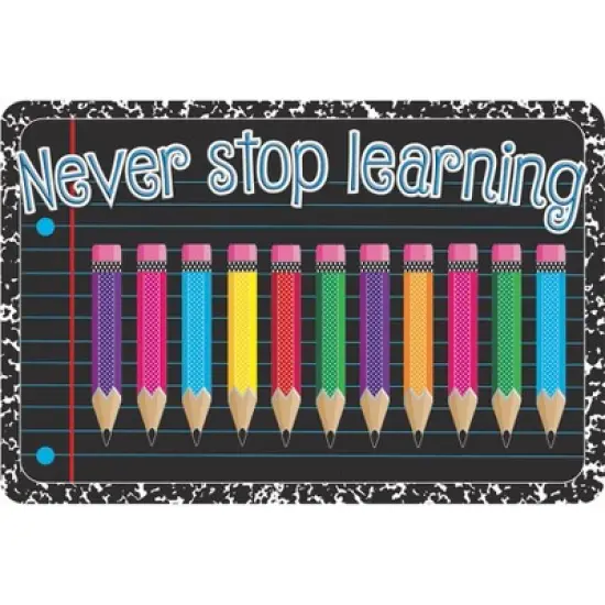 Ashley Productions&reg; The Original Fun Mat&trade;, Welcome Mat, 15.5" x 23.5", Never Stop Learning Welcome image {1}