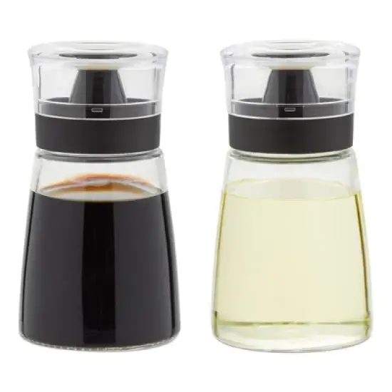 Juvale 2-Piece Small Olive Oil and Vinegar Dispenser Set - Glass Salad Dressing Cruet Bottles for Balsamic, Soy Sauce (5.5 oz) image {9}