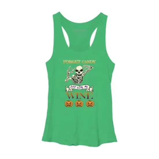 Women's Design By Humans Halloween Costume Forget Candy Just Give Me Wine Gift By TeeShirtMadness Racerback Tank Top image {5}