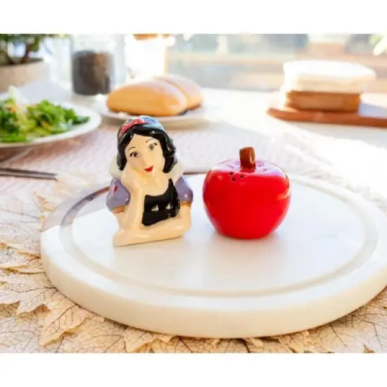 Silver Buffalo Disney Snow White and Apple Ceramic Salt and Pepper Shaker Set image {2}