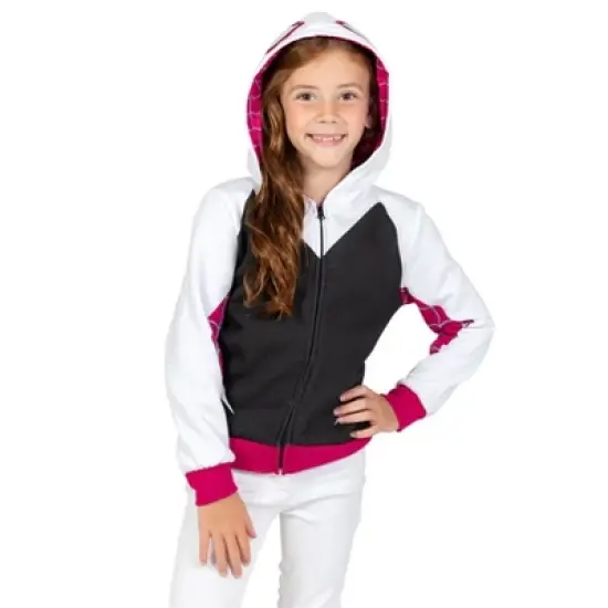Marvel Spider-Man Spider-Gwen Ghost Spider Girls Fleece Zip Up Hoodie Little Kid to Big Kid image {3}