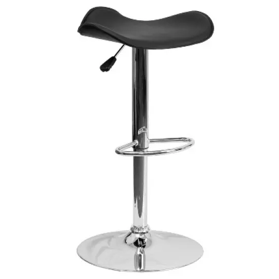 Flash Furniture Contemporary Vinyl Adjustable Height Barstool with Wavy Seat and Chrome Base image {15}