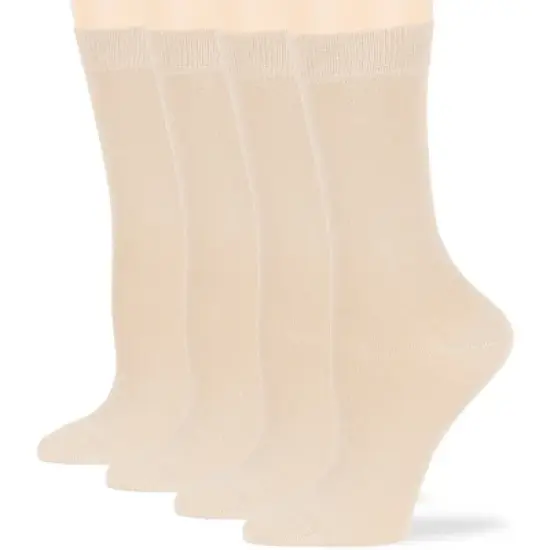 Women Cotton Solid Dress Socks - 4 Pack - Black, Brown, Blue, Grey, Beige  Khaki Shoe Size 5-9 M, 8-12 L | 7BIGSTARS KINGDOM image {4}