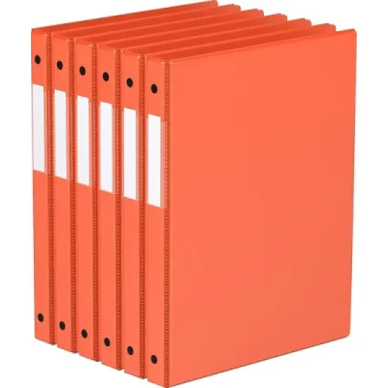 Davis Group 6pk 5/8" Premium Economy Round Ring Binders Orange: Polypropylene, 100 Sheet Capacity, 2 Pockets image {5}