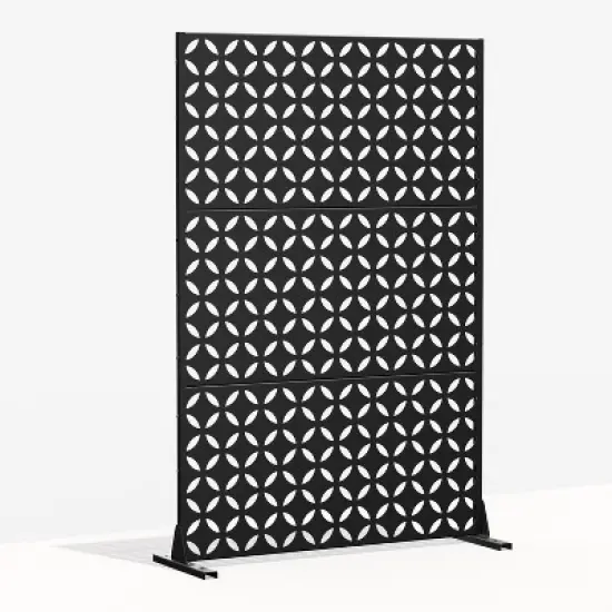 Dovelina Metal Outdoor Privacy Screen Freestanding Patio Decorative Screens - 72"x47", Black, Danie image {8}