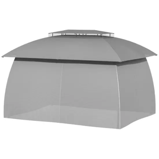Outsunny 13' x 10' Patio Gazebo Outdoor Canopy Shelter with Sidewalls, Double Vented Roof, Steel Frame for Garden, Lawn, Backyard and Deck image {3}