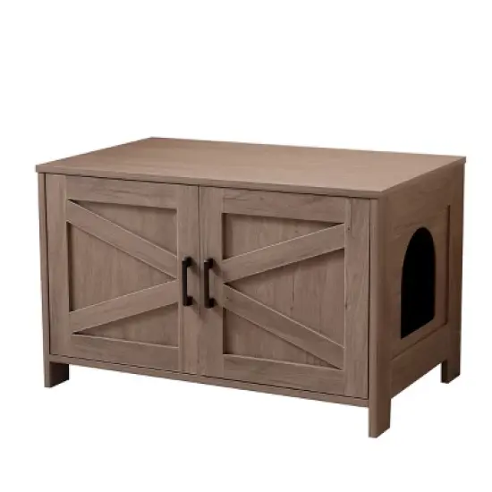 ONWITH Cat Litter Box Enclosure, Litter Box Furniture Hidden with Barn Door image {5}