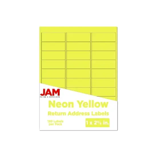 JAM Paper Laser/Inkjet Mailing Address Label 1" x 2 5/8" Neon Yellow 354328008 image {5}