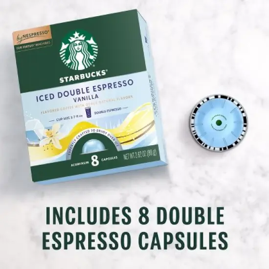 Starbucks by Nespresso Vertuo Line Iced Double Espresso Vanilla Flavored Light Roast Coffee Pods image {2}
