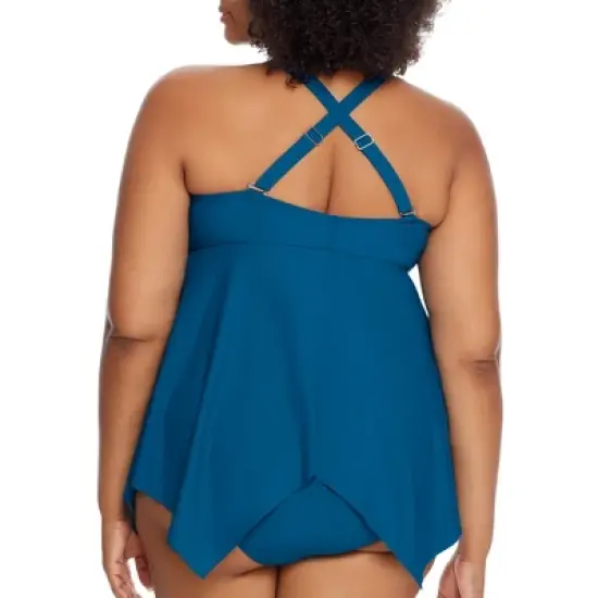 Birdsong Women's Plus Size Deep Ocean Sharkbite Underwire Tankini Top - S30157P-DPOD image {1}