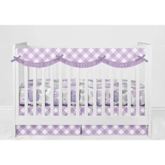 Bacati - Watercolor Floral Purple Gray Long Side Crib Rail Guard Cover image {4}
