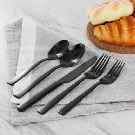 Gibson Elite Earlston 20 Piece Stainless Steel Flatware Set in Black image {2}