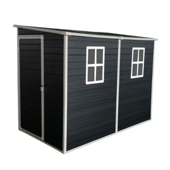 Outdoor Plastic Patio Storage Shed,Resin Garden Shed With Floor And Window,Steel Frame Garden Shed For Garden Tools,Trash Cans-Coolbibila image {4}