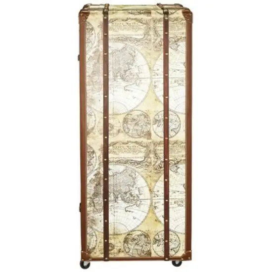 Design Toscano Italian-Style World Map Cocktail Bar Steamer Trunk image {5}