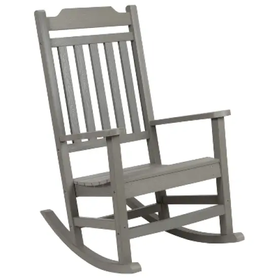 Emma and Oliver All-Weather Rocking Chair in Faux Wood - Patio and Backyard Furniture image {11}