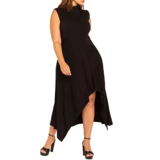ELOQUII Women&rsquo;s Plus Size Asymmetrical Hem Jersey Dress image {4}