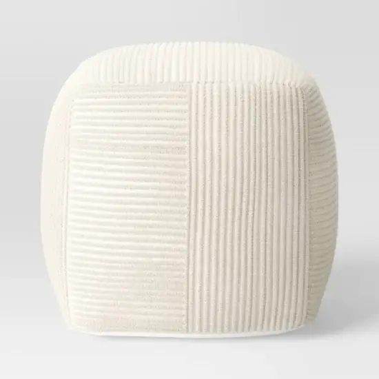 Ribbed Pouf Ottoman Cream - Room Essentials&trade; image {2}