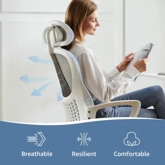 Comfy Gaming Chair: High-Back, Mesh, Rolling with Wheels, Adjustable Headrest, Lumbar Support image {1}