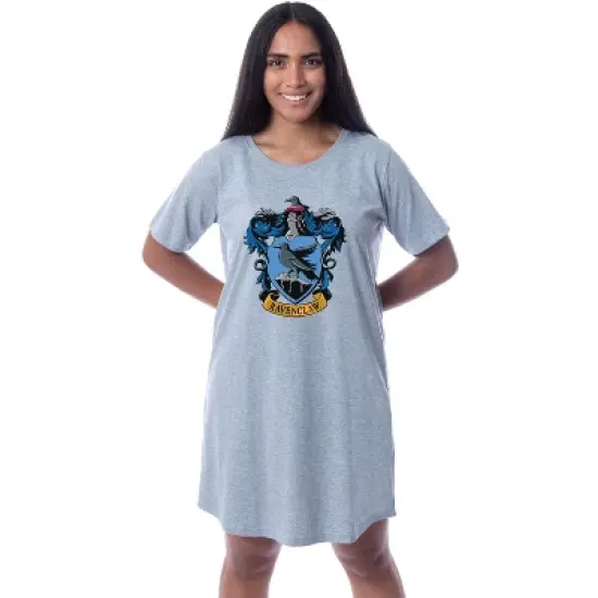 Harry Potter Womens' Hogwarts All Houses Nightgown Sleep Pajama Grey image {5}