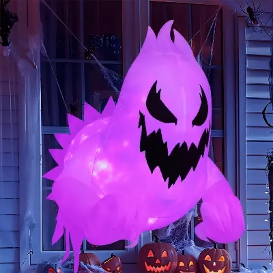 Joyfy 4.5 FT Tall Halloween Inflatable Outdoor Decoration, Inflatable Scary Ghost with Rotating LED for Halloween Window Yard Lawn Outdoor Decoration image {9}