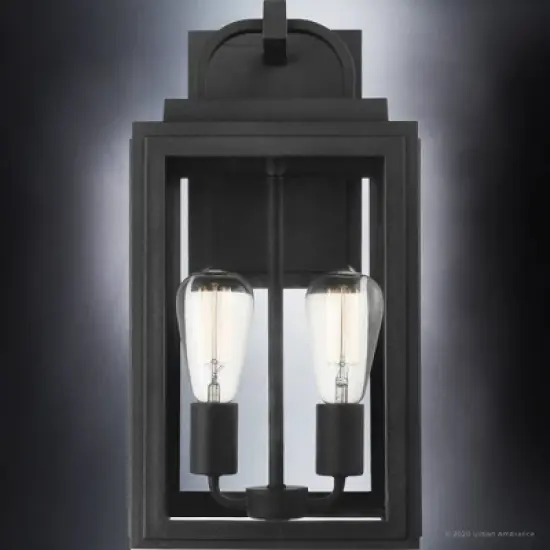 Urban Ambiance Luxury Farmhouse Outdoor Wall Sconce 17''H x 9''W,  Midnight Black Finish,  Macon Collection, UHP1387 image {4}