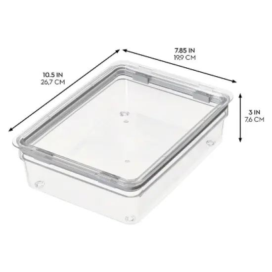 iDESIGN Large Short Dry Goods Storage Bin The Fresh Collection Clear Bin: Plastic Kitchen Cabinet Organizer, 11"x8"x3" image {3}
