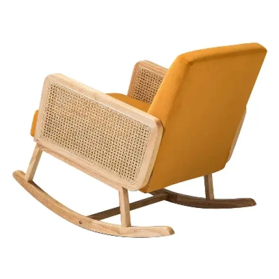 Set of 2 Adena Rocking Accent Chair with Rattan Arms | Karat Home image {3}