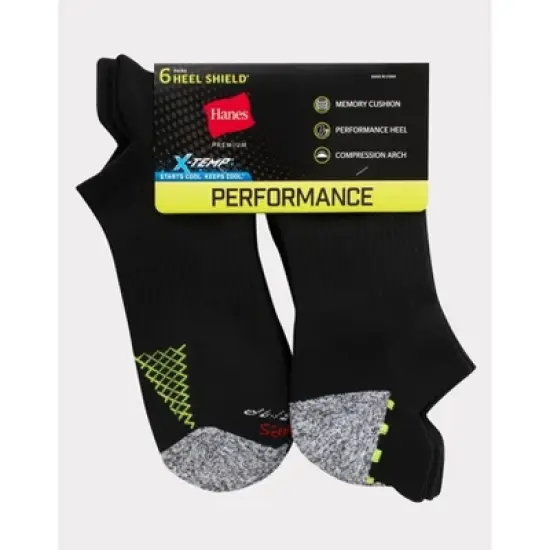 Hanes Premium Men's Performance Filament Heel Shield Low Cut Socks 6pk - 6-12 image {2}