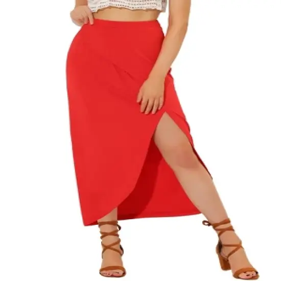 Allegra K Women's Skirt Split Ruched High Waist Summer Beach Maxi Skirts image {7}