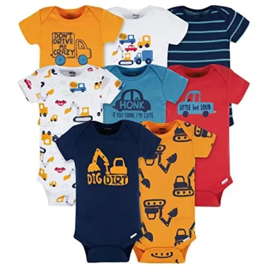 Gerber Baby Boys' Short Sleeve Onesies&reg; Bodysuits, 8-Pack image {9}