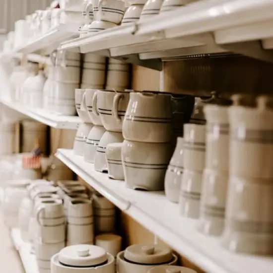 Martinez Pottery Heritage Blue Stripe Stoneware Batter Bowl Handmade 12 Cup image {1}