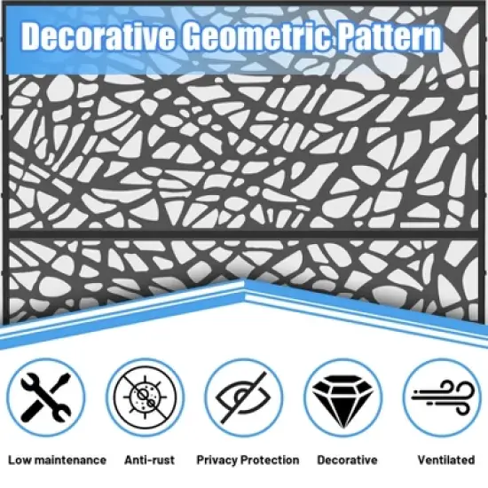 Syemin Decorative Privacy Screen, Outdoor Objects nd Panels for Patio Lawn Deck for Garden, Lawn, Black, 47.46"*15.75"*70.69" image {2}
