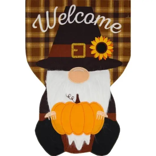 Briarwood Lane Pilgrim Gnome Thanksgiving Burlap Garden Flag Humo image {4}