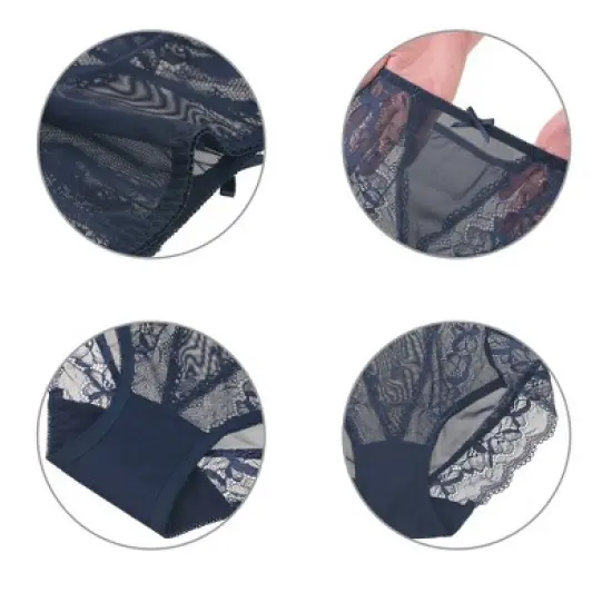 Agnes Orinda Women's Sheer Lace Trim High Rise Solid Brief Stretchy Underwear image {3}