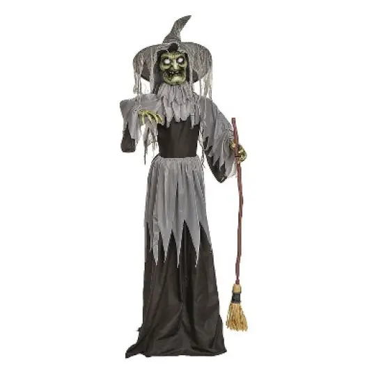 6 Ft. Animated Standing Body Turning Witch Halloween Decoration image {1}