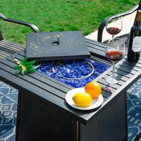 5pc Patio Dining Set with Steel Fire Pit Table & 360 Swivel Chairs - Captiva Designs image {5}