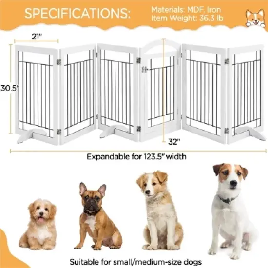 Yaheetech 32&Prime; H Pet Gate with Wood and Wire for Doorway image {6}