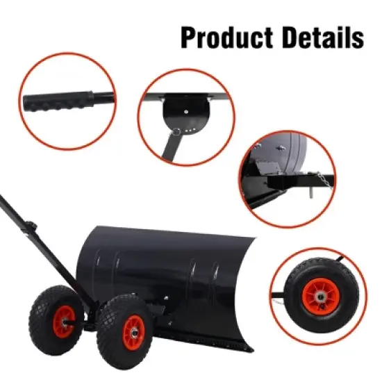 Snow Shovels, Snow Shovel Pusher with Wheels for Driveway, Snow Plow Shovel Snow Pusher with 29" x 16.5" Large Blade for Efficient Snow Removal image {4}