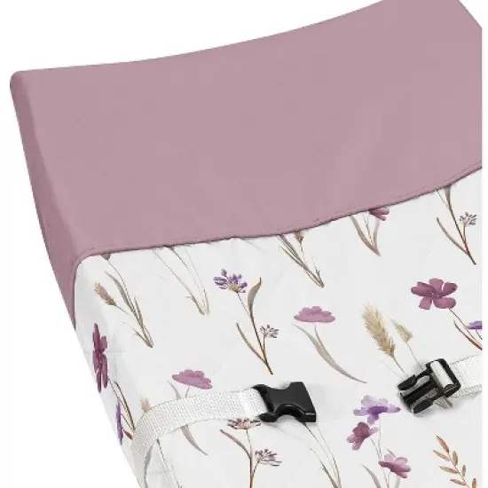 Sweet Jojo Designs Girl Changing Pad Cover Watercolor Floral Garden Purple and Taupe image {3}