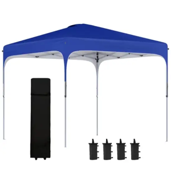 DSVIMOY 8'*8' Pop Up Canopy Tent with Carry Bag and 4 Sand Bags, Instant Tents for Parties, Height Adjustable, Blue, 99.5"*99.5"*105.5" image {5}