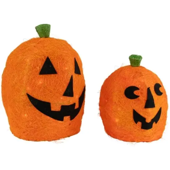 Northlight Lighted Sisal Jack O' Lanterns Outdoor Halloween Decorations - Set of 2 image {2}
